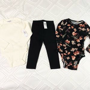 Old Navy leggings long sleeve bodysuit onesies bundle toddler girl 18-24m